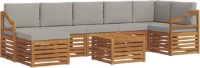vidaXL Σειρά Καναπέ Εξωτερικού 8 pcs Φυσικό και Ανοιχτό Γκρι