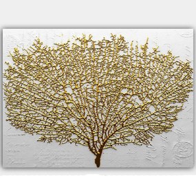 Πίνακας Καμβάς 441HPE2698 100x70cm White-Gold Wallity Οριζόντιοι Ξύλο, Καμβάς
