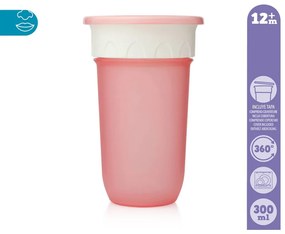 Ποτήρι Εκπαιδευτικό 360° 300ml Pink +12m Kiokids