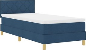 vidaXL LED Κρεβάτι με βάθρο με κεφαλάρι Μπλε 100 x 200 cm ύφασμα
