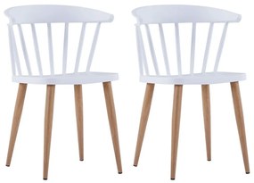 Καρέκλες Τραπεζαρίας 2 τεμ. Λευκές Πλαστικές - Λευκό