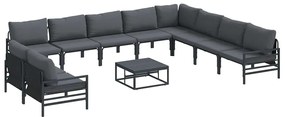 vidaXL Σετ Καναπέ Κήπου 11 pcs Ανθρακί Ατσάλι