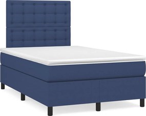 vidaXL Κρεβάτι Boxspring με Στρώμα Μπλε 120x200 εκ. Υφασμάτινο