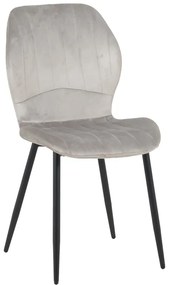 Καρέκλα Jelour pakoworld βελούδο σε γκρι απόχρωση-πόδια μαύρα μεταλλικά 46.5x60x84εκ