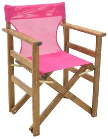Πολυθρόνα σκηνοθέτη Klara Megapap ξύλινη μασίφ οξιά χρώμα καρυδί εμποτισμού με διάτρητο φούξια πανί 61x51x86εκ.