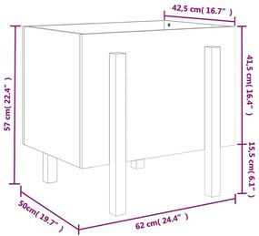 Ζαρντινιέρα Γκρι 62x50x57 εκ. από Μασίφ Ξύλο Πεύκου - Γκρι