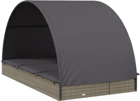 vidaXL Ξαπλώστρα 2 Ατόμων Στρογγ. Οροφή Γκρι 211x112x140εκ Συνθ. Ρατάν