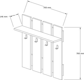 Κρεμάστρα Τοίχου Καρυδιά / Ανθρακί MITA 70x18x70