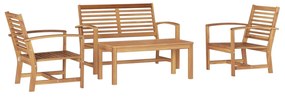 Σετ Καναπέ Κήπου 4 pcs Φυσικό Στερεό Ξύλο Τίκ