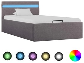 Πλαίσιο Κρεβατιού με Αποθ. Χώρο/LED Taupe 90x200 εκ. Ύφασμα  - Μπεζ-Γκρι
