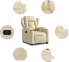 vidaXL Πολυθρόνα Ανακλινόμενη με Κρεμ Ύφασμα από Ύφασμα