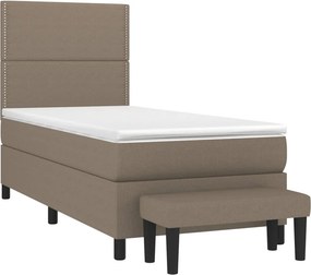 vidaXL Κρεβάτι Boxspring με Στρώμα Taupe 90x190 εκ.Υφασμάτινο