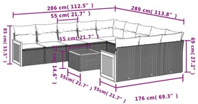 vidaXL Σαλόνι Κήπου 12 Τεμαχίων Μαύρο Συνθετικό Ρατάν με Μαξιλάρια