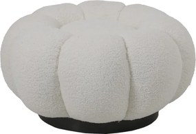 Σκαμπό Nester μπουκλέ ύφασμα σε λευκή απόχρωση Φ60x31εκ 61x61x32.5 εκ.