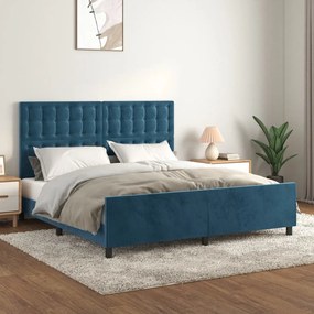 Πλαίσιο Κρεβατιού με Κεφαλάρι Σκ. Μπλε 180x200 εκ. Βελούδινο - Μπλε