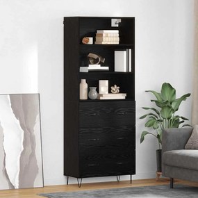 Highboard με συρτάρι 2 pcs Μαύρη Οξυά Επεξεργασμένο ξύλο