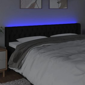 vidaXL Κεφαλάρι Κρεβατιού LED Μαύρο 203x16x78/88 εκ. Υφασμάτινο