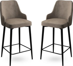 Σκαμπό Μπαρ 2τμχ Καπουτσίνο / Μαύρο LEMALA 45x43x105