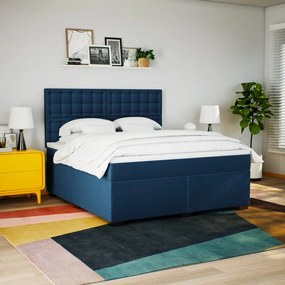 vidaXL Κρεβάτι Boxspring με Στρώμα Μπλε 180x200 εκ. Υφασμάτινο