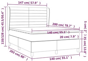 Κρεβάτι Boxspring με Στρώμα Ροζ 140x200 εκ. Βελούδινο - Ροζ