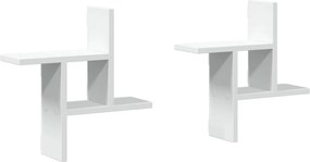 vidaXL Ραφιέρες Τοίχου 2 τεμ. Λευκές 38x12x38 εκ. από Επεξ. Ξύλο