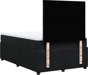 vidaXL Κρεβάτι Boxspring με Στρώμα Μαύρο 120x190 εκ. Βελούδινο