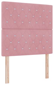vidaXL Κρεβάτι Box Spring με Στρώμα Ροζ 90x200 εκ Βελούδο