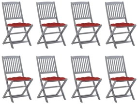 3078311 vidaXL Καρέκλες Εξ. Χώρου Πτυσσόμενες 8 τεμ. Ξύλο Ακακίας με Μαξιλάρια Γκρι, 1 Τεμάχιο