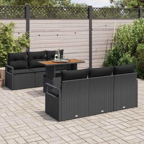 vidaXL Σετ Καναπέ Κήπου με μαξιλάρι 7 pcs Μαύρο 100 x 55 x 73 εκ