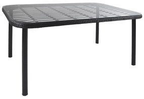 Τραπέζι Κήπου ArteLibre AMPIUS Μαύρο Μέταλλο/Rattan/Γυαλί 160x90x73cm