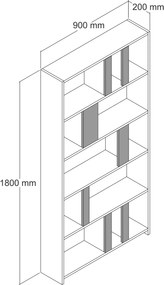 Βιβλιοθήκη Καρυδί / Λευκό FLIGEL 90x20x180