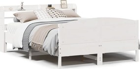 vidaXL Σκελετός Κρεβ. Χωρίς Στρώμα Λευκό 135x190 εκ Μασίφ Πεύκο