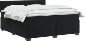 vidaXL Κρεβάτι Box Spring με Στρώμα και LED Μαύρο 140 x 190 cm Βελούδο