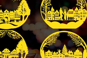 Σετ των 3 Intra απο ξύλο plywood 3mm-4mm πάχος - Πακέτο Παραδοσιακής Πόλης Χριστουγέννων Δίασταση 4x4 cm INTRAFABR-83767481