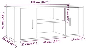 Έπιπλο Τηλεόρασης Γκρι Σκυρ. 100x35x40 εκ. Επεξ. Ξύλο - Γκρι