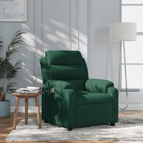 vidaXL Πολυθρόνα Ανακλινόμενη Σκούρο Πράσινο Βελούδινη