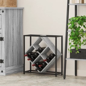 vidaXL Ράφι κρασιών Γκρι Σονομα 51x18x52,5 εκ Κατασκευασμένο ξύλο
