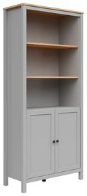 Βιβλιοθήκη Boston DZ101, Ανοιχτό, Κλειστό, Με πόρτες, Πλαστικοποιημένη μοριοσανίδα, 203x90x41cm, 57 kg, Ανοιχτό χρώμα ξύλου, Γκρι | Epipla1.gr