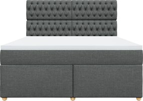 vidaXL Κρεβάτι Boxspring με Στρώμα Σκούρο Γκρι 180x200 εκ Υφασμάτιν