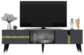 Έπιπλο Τηλεόρασης Vania 475OLV1151 150x50x29,6cm Anthracite-Gold