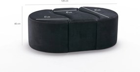 Πουφ Σκαμπό Ανθρακί/Ροζ ALYA 80x120x40