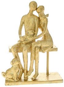 Διακοσμητικό Επιτραπέζιο Ζευγάρι Σε Παγκάκι Polyresin Χρυσό 18x9x23εκ. iliadis 81936