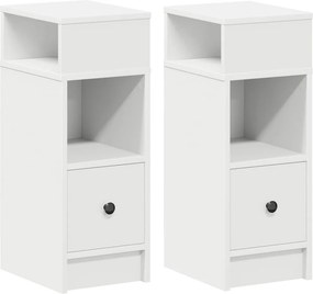 vidaXL Κομοδίνα 2 τεμάχια με συρτάρι Λευκό 25x31x66 cm