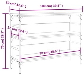 Τραπέζι Κονσόλα Καφέ Δρυς 100x32x75 εκ. Επεξεργασμένο Ξύλο - Καφέ