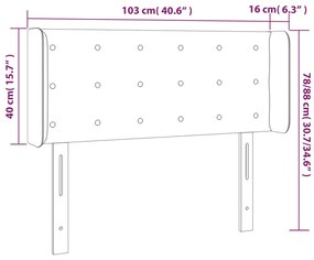 vidaXL Κεφαλάρι Κρεβατιού LED Ανοιχτό Γκρι 103x16x78/88 εκ. Βελούδινο