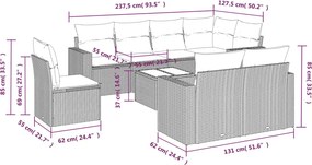 vidaXL Σαλόνι Κήπου Σετ 9 τεμ. Καφέ από Συνθ. Ρατάν με Μαξιλάρια