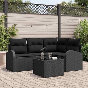 vidaXL Σετ Καναπέ Κήπου με μαξιλάρι 5 pcs Μαύρο Πολυ ράταν