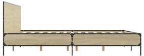 vidaXL Πλαίσιο Κρεβατιού Sonoma Δρυς 140x200 εκ. Επεξ. Ξύλο &amp; Μέταλλο