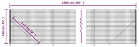 vidaXL Συρματόπλεγμα Περίφραξης Πράσινο 1,4 x 10 μ. με Βάσεις Φλάντζα