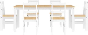 vidaXL Σετ Τραπεζαρίας 7 Τεμαχίων Panama από Μασίφ Ξύλο Πεύκου Λευκό